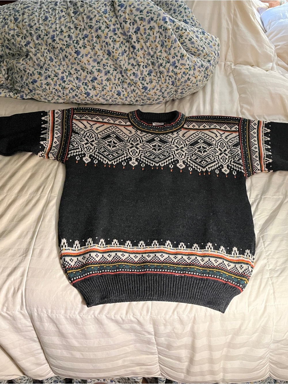 Dale of Norway Black Nordic Crewneck Sweater with Multicolor Trim